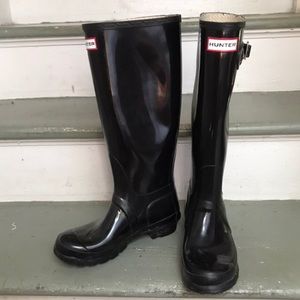 black original gloss hunter boots